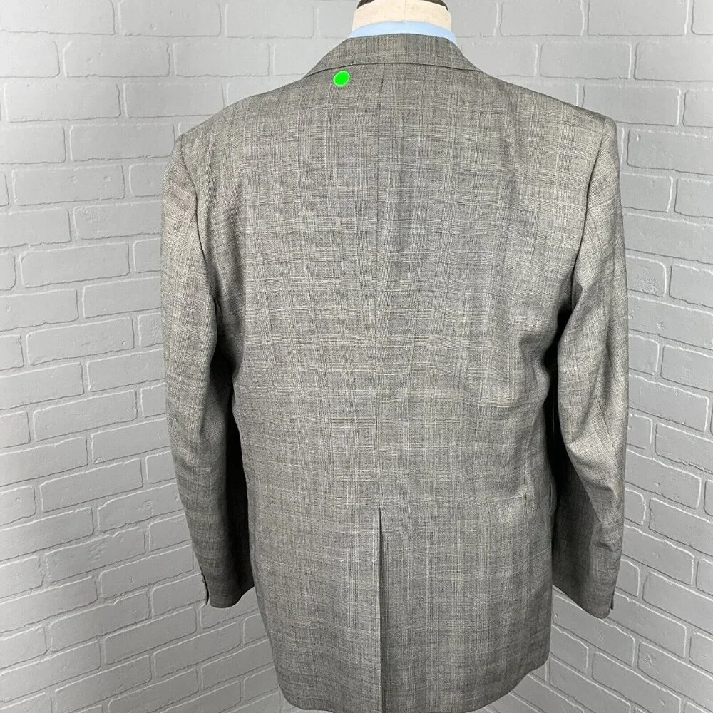 Sterling & Hunt Kuppenheimer Blazer Men 44 Black White Plaid Premier‎ Ed USA VTG